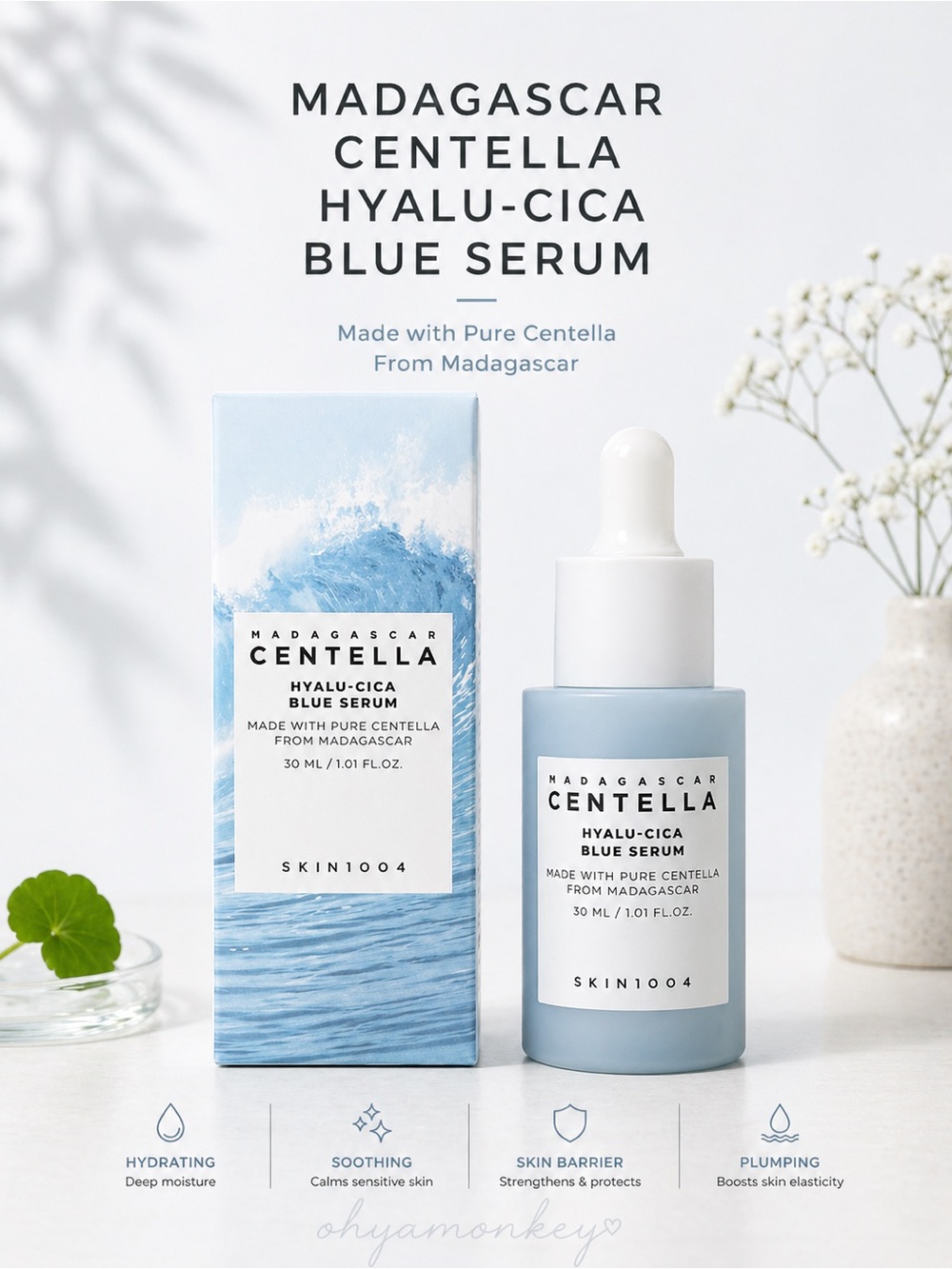 Skin1004 Madagascar Centella Hyalu-Cica Blue Serum 30ml  EXP: 06/13/2027
